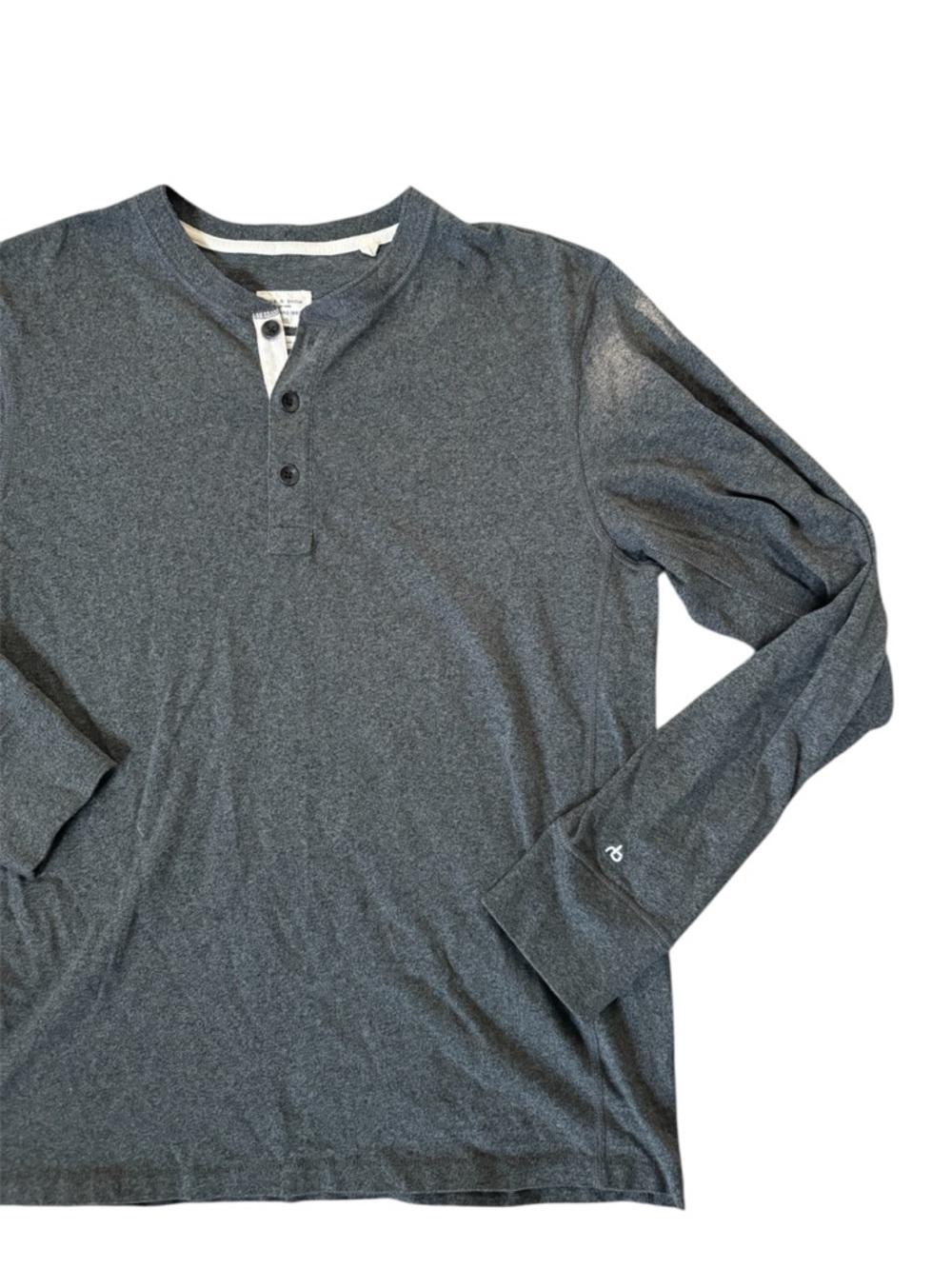 Rag & Bone Men’s Long-Sleeve Gray Minimalist Classic Knit Henley Longsleeve | L